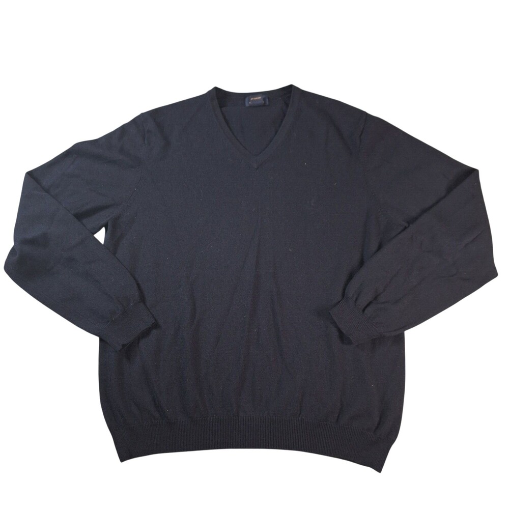 Brooks Brothers 346 Sweater Men's Large Stretch Blue Merino Wool V-neck Jumper